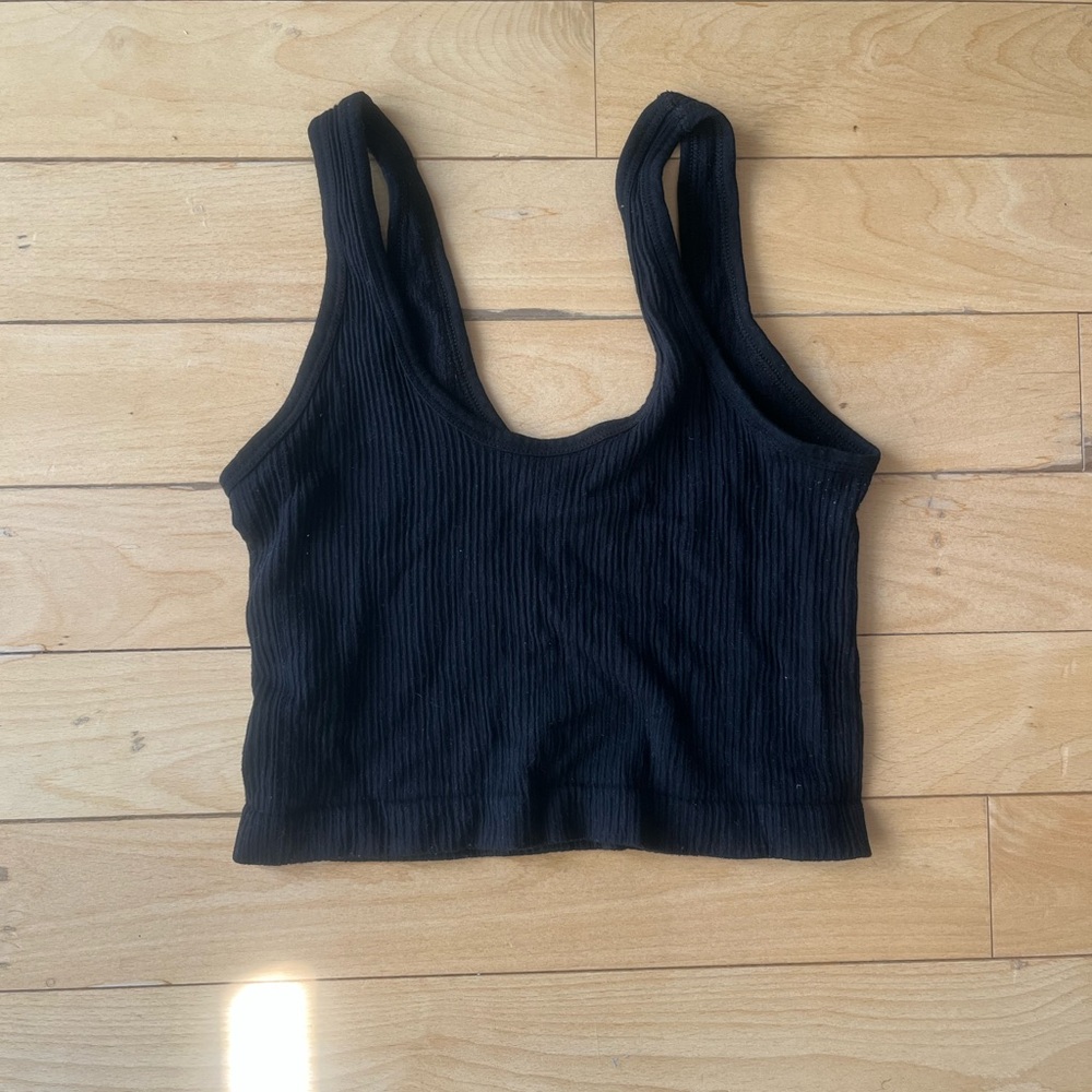 Out From Under Black Drew Seamless Ribbed Cropped Tank Top - Picture 4 of 6